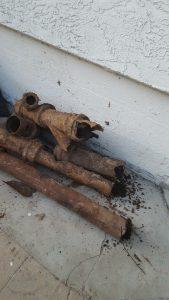 Removed old piping. Sewer Line Repair, San Diego